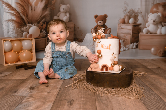 Photo Anniversaire - Smash the cake Nounours